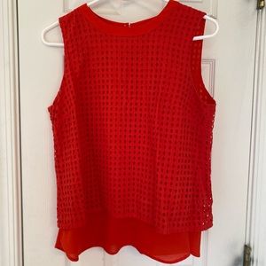 Red J.Crew sleeveless top.